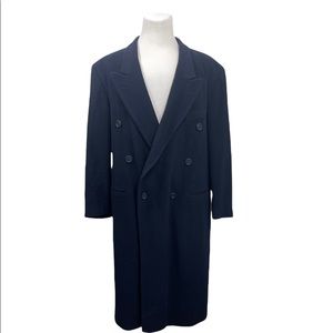 Hugo Boss Excalibur Blue Double Breasted Cashmere Wool Overcoat Size 42 R